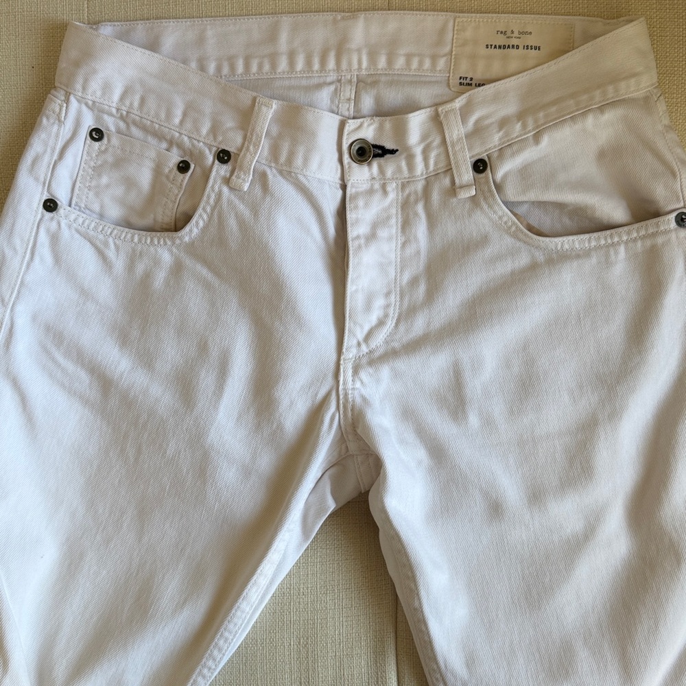 Rag & Bone White Selvedge Denim Jeans Fit 2 Slim 31 x 33.5 - Picture 2 of 11